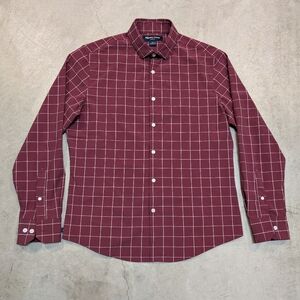 Mizzen+Main Maroon Check Trim No Tuck Mens M Button Down Shirt